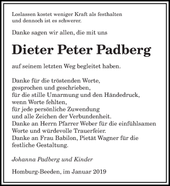 Todesanzeige von Dieter Peter Padberg von saarbruecker_zeitung