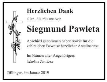 Todesanzeige von Siegmund Pawleta von saarbruecker_zeitung