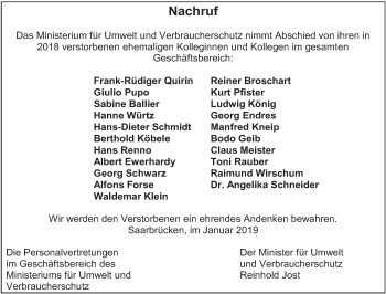 Todesanzeige von Wir gedenken  von saarbruecker_zeitung