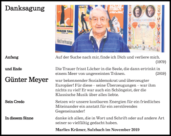 Todesanzeige von Günter Meyer von saarbruecker_zeitung