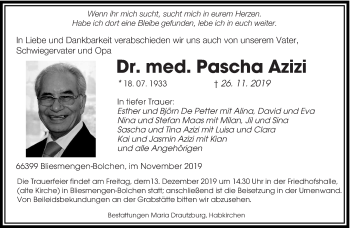 Todesanzeige von Pascha Azizi von saarbruecker_zeitung