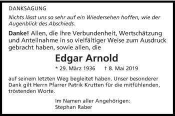 Todesanzeige von Edgar Arnold von saarbruecker_zeitung