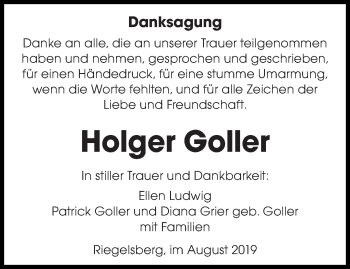Todesanzeige von Holger Goller von saarbruecker_zeitung