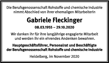 Todesanzeige von Gabriele Fleckinger von saarbruecker_zeitung