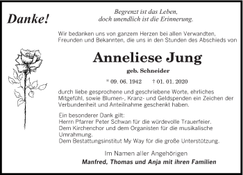 Todesanzeige von Anneliese Jung von saarbruecker_zeitung