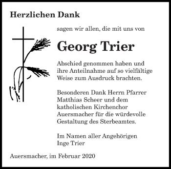 Todesanzeige von Georg Trier von saarbruecker_zeitung