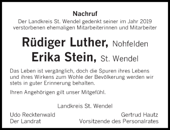 Todesanzeige von Nachruf St. Wendel von saarbruecker_zeitung