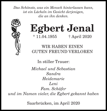 Todesanzeige von Egbert Jenal von saarbruecker_zeitung