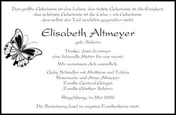 Todesanzeige von Elisabeth Altmeyer von saarbruecker_zeitung