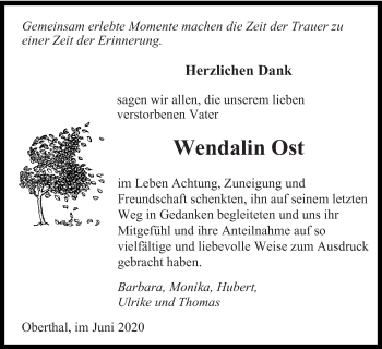 Todesanzeige von Wendalin Ost von saarbruecker_zeitung