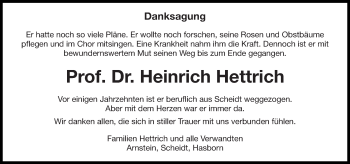 Todesanzeige von Heinrich Hettrich von saarbruecker_zeitung