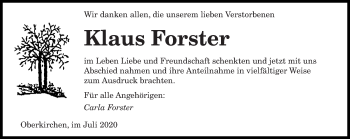 Todesanzeige von Klaus Forster von saarbruecker_zeitung