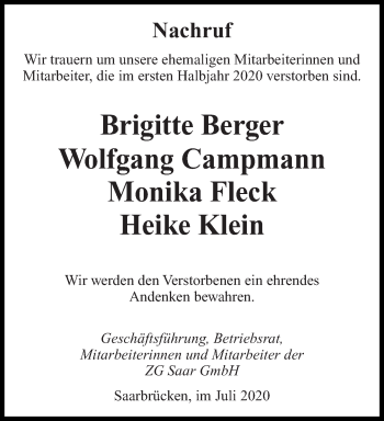 Todesanzeige von Nachruf  von saarbruecker_zeitung