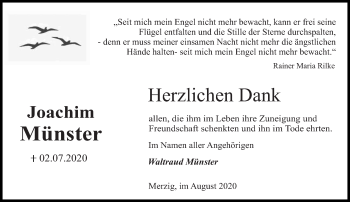 Todesanzeige von Joachim Münster von saarbruecker_zeitung