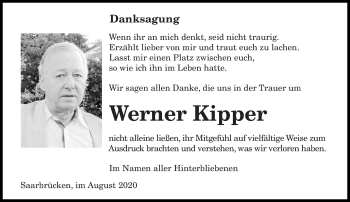 Todesanzeige von Werner Kipper von saarbruecker_zeitung