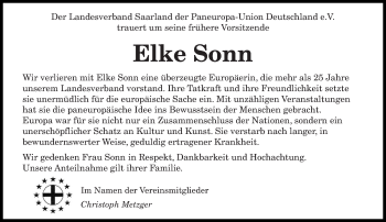 Todesanzeige von Elke Sonn von saarbruecker_zeitung