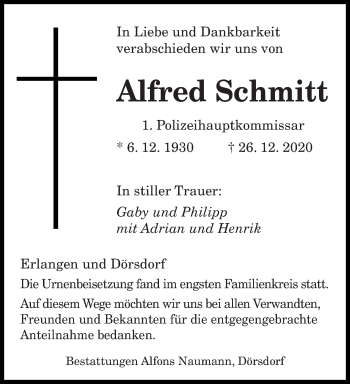 Todesanzeige von Alfred Schmitt von saarbruecker_zeitung
