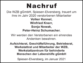 Todesanzeige von Nachruf  von saarbruecker_zeitung