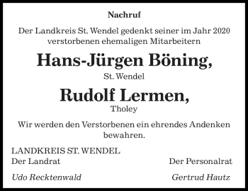 Todesanzeige von Nachruf  von saarbruecker_zeitung