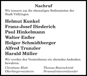 Todesanzeige von Nachruf  von saarbruecker_zeitung