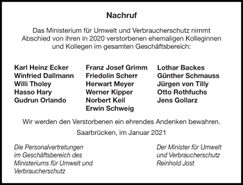 Todesanzeige von Nachruf  von saarbruecker_zeitung