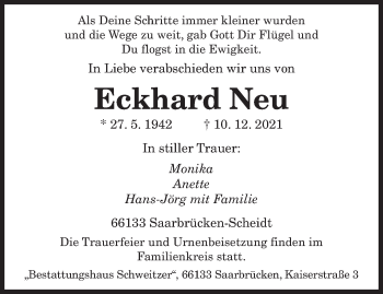 Todesanzeige von Eckhard Neu von saarbruecker_zeitung