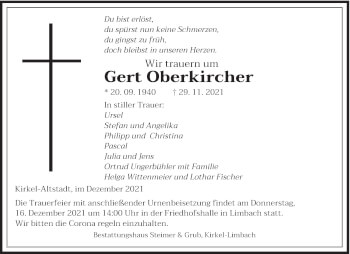 Todesanzeige von Gert Oberkircher von saarbruecker_zeitung