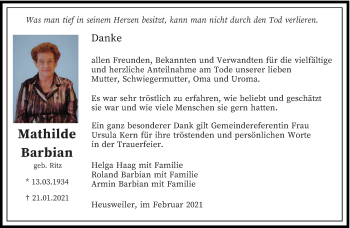 Todesanzeige von Elly Riitter von saarbruecker_zeitung