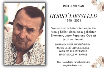 Todesanzeige von Horst Liessfeld von saarbruecker_zeitung
