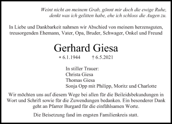 Todesanzeige von Gerhard Giesa von saarbruecker_zeitung
