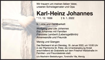 Todesanzeige von Karl-Heinz Johannes von saarbruecker_zeitung