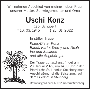 Todesanzeige von Uschi Konz von saarbruecker_zeitung