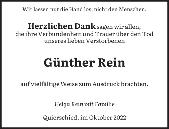Todesanzeige von Günther Rein von saarbruecker_zeitung