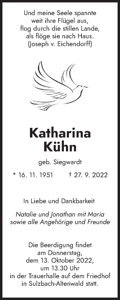 Todesanzeige von Katharina Kühn von saarbruecker_zeitung