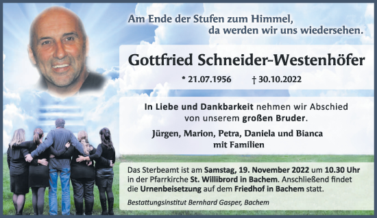 Todesanzeige von Gottfried Schneider-Westenhöfer von saarbruecker_zeitung