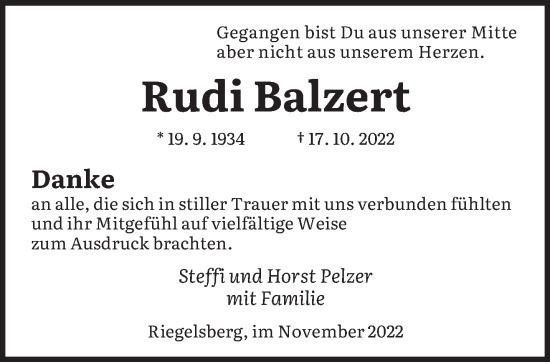 Todesanzeige von Rudi Balzert von saarbruecker_zeitung