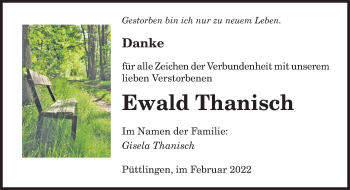 Todesanzeige von Ewald Thanisch von saarbruecker_zeitung