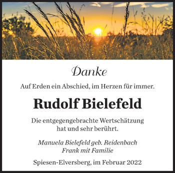 Todesanzeige von Rudolf Bielefeld von saarbruecker_zeitung