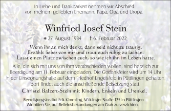 Todesanzeige von Winfried Josef Stein von saarbruecker_zeitung