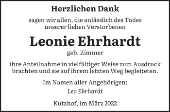 Todesanzeige von Leonie Ehrhardt von saarbruecker_zeitung