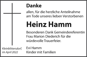 Todesanzeige von Heinz Hamm von saarbruecker_zeitung