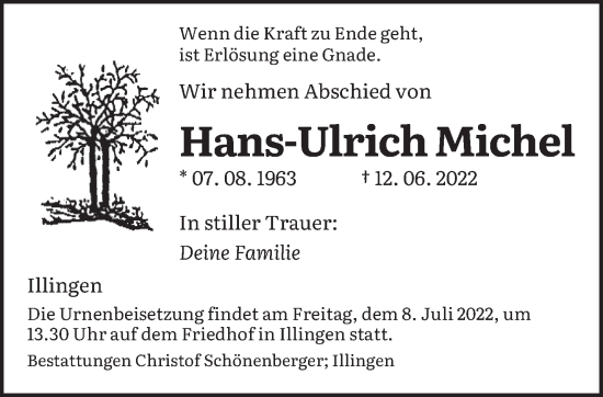 Todesanzeige von Hans-Ulrich Michel von saarbruecker_zeitung