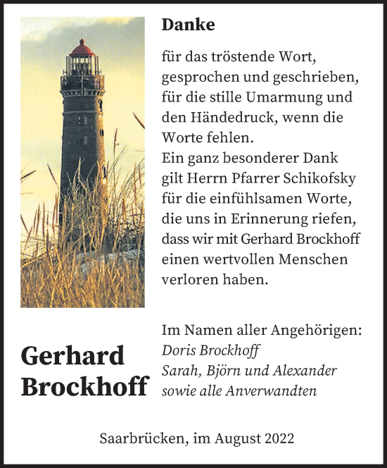 Todesanzeige von Gerhard Brockhoff von saarbruecker_zeitung