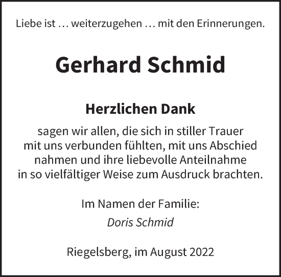 Todesanzeige von Gerhard Schmid von saarbruecker_zeitung