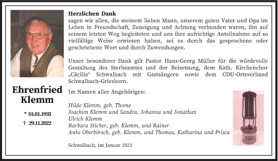 Todesanzeige von Ehrenfried Klemm von saarbruecker_zeitung
