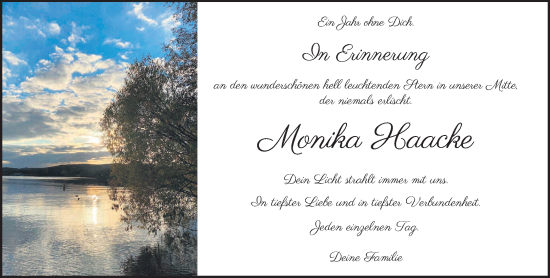 Todesanzeige von Monika Haacke von saarbruecker_zeitung