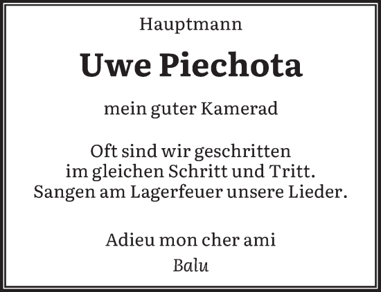 Todesanzeige von Uwe Piechota von saarbruecker_zeitung