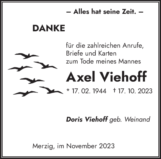 Todesanzeige von Axel Viehoff von saarbruecker_zeitung