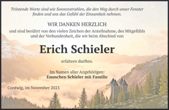 Todesanzeige von Erich Schieler von saarbruecker_zeitung
