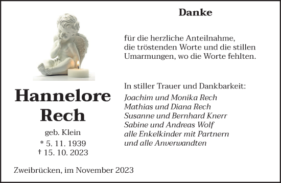 Todesanzeige von Hannelore Rech von saarbruecker_zeitung